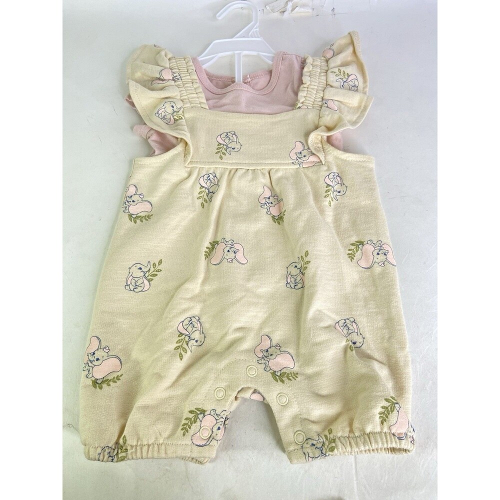 Disney Dumbo 2 Piece Set Romper Overalls and Bodysuit Baby Girls 6 Months